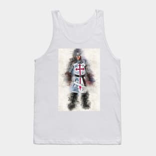 Knights Templar Warrior The crusader Watercolor Historic Fine Art Tank Top